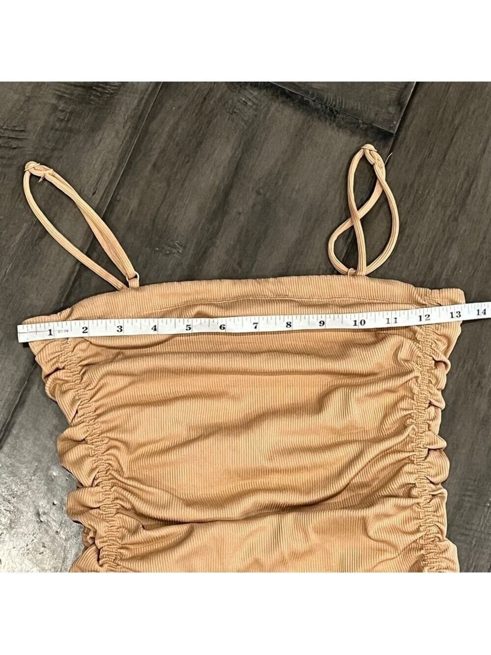 Free People Beige Ruched Rib Bodysuit - Size Small - Picture 11 of 15